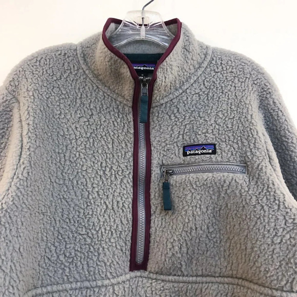 Patagonia Gray Sherpa Quarter Zip Logo Outdoor Casual Pullover Women's Medium - Picture 5 of 9
